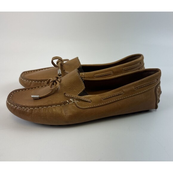 Mercanti Fiorentini Driving Moc Loafer Tan Leather Slip On Flats Womens 6 W Wide - Picture 1 of 13